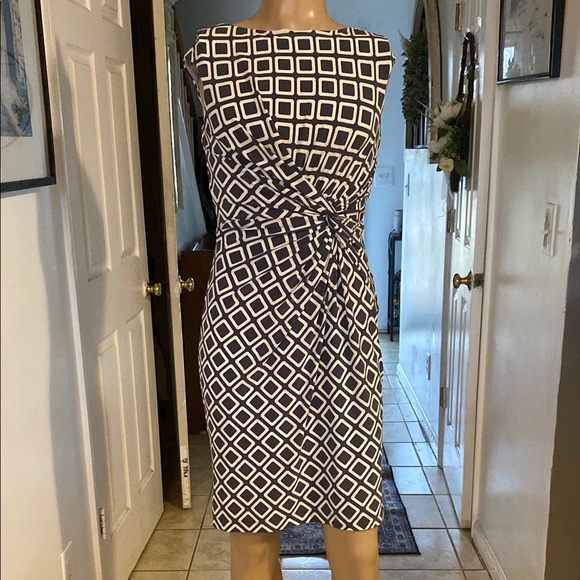 Ralph Lauren White and Gray Sleeveless Midi Sheath Dress - Picture 1 of 6